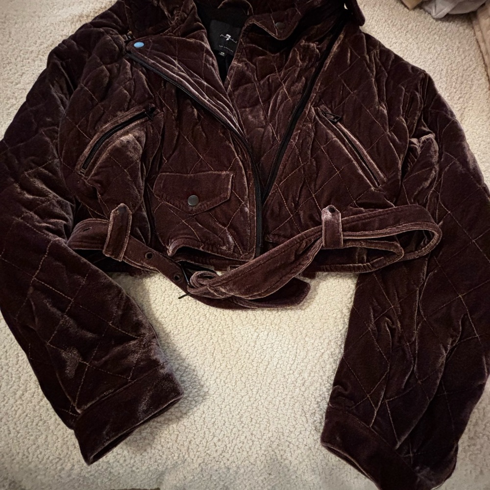 7 For All Mankind Brown Quilted Teddy Jacket